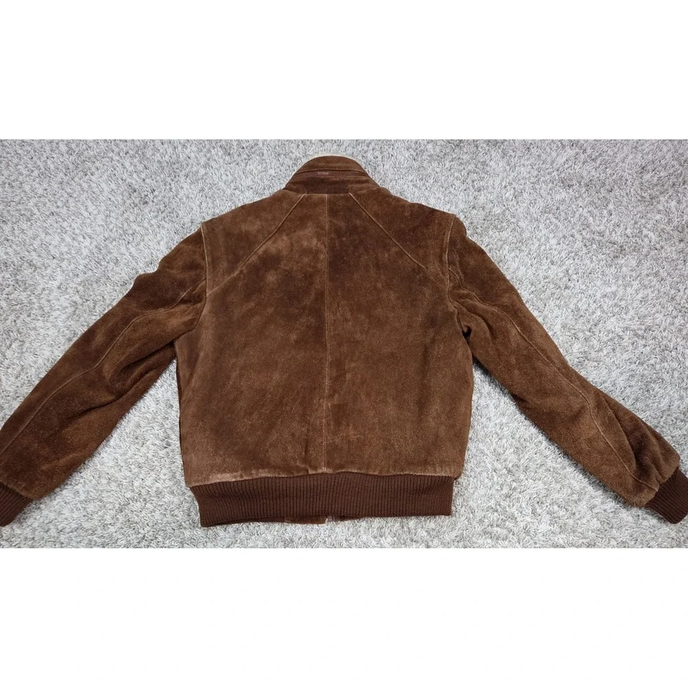 Oui International Mens 40 Suede Leather Bomber Jacket Sherpa Lined Hidden...